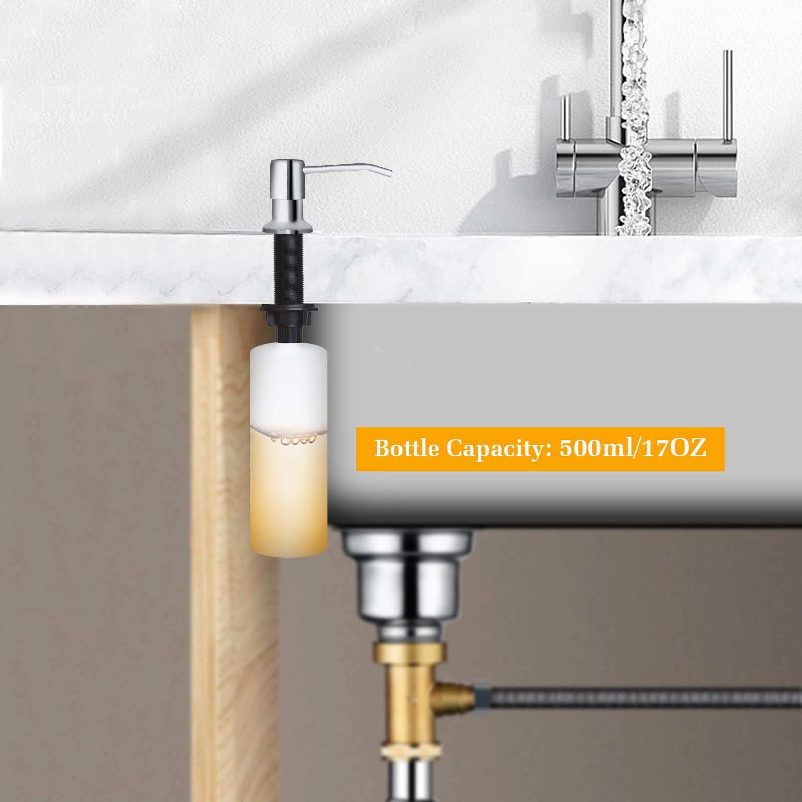 NVMTUUO chrome soap dispenser refill-from-top feature for easy top-fill