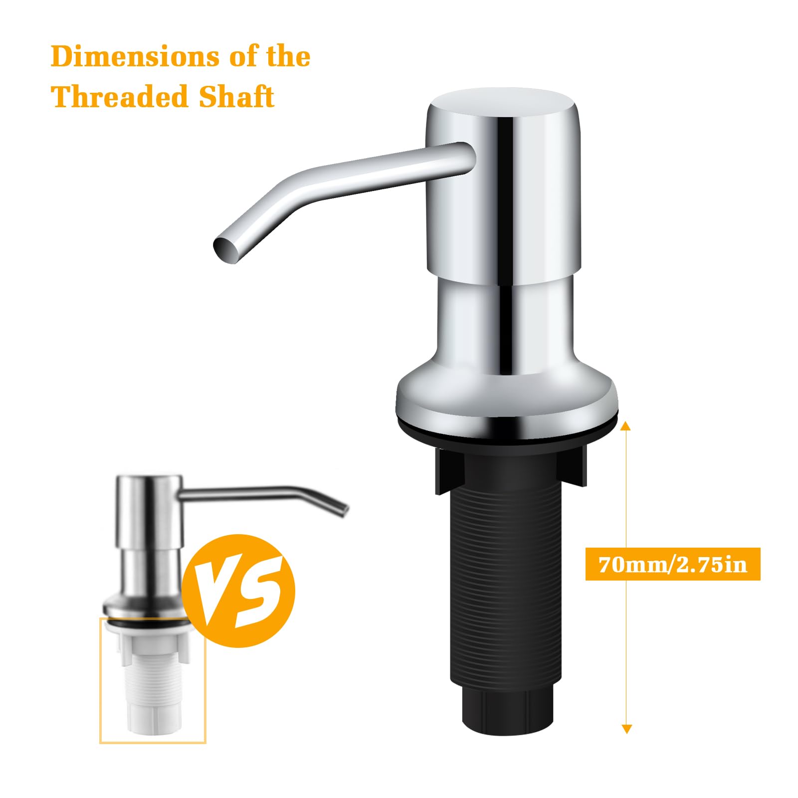 NVMTUUO 2.75-inch threaded tube enabling deep countertop installation