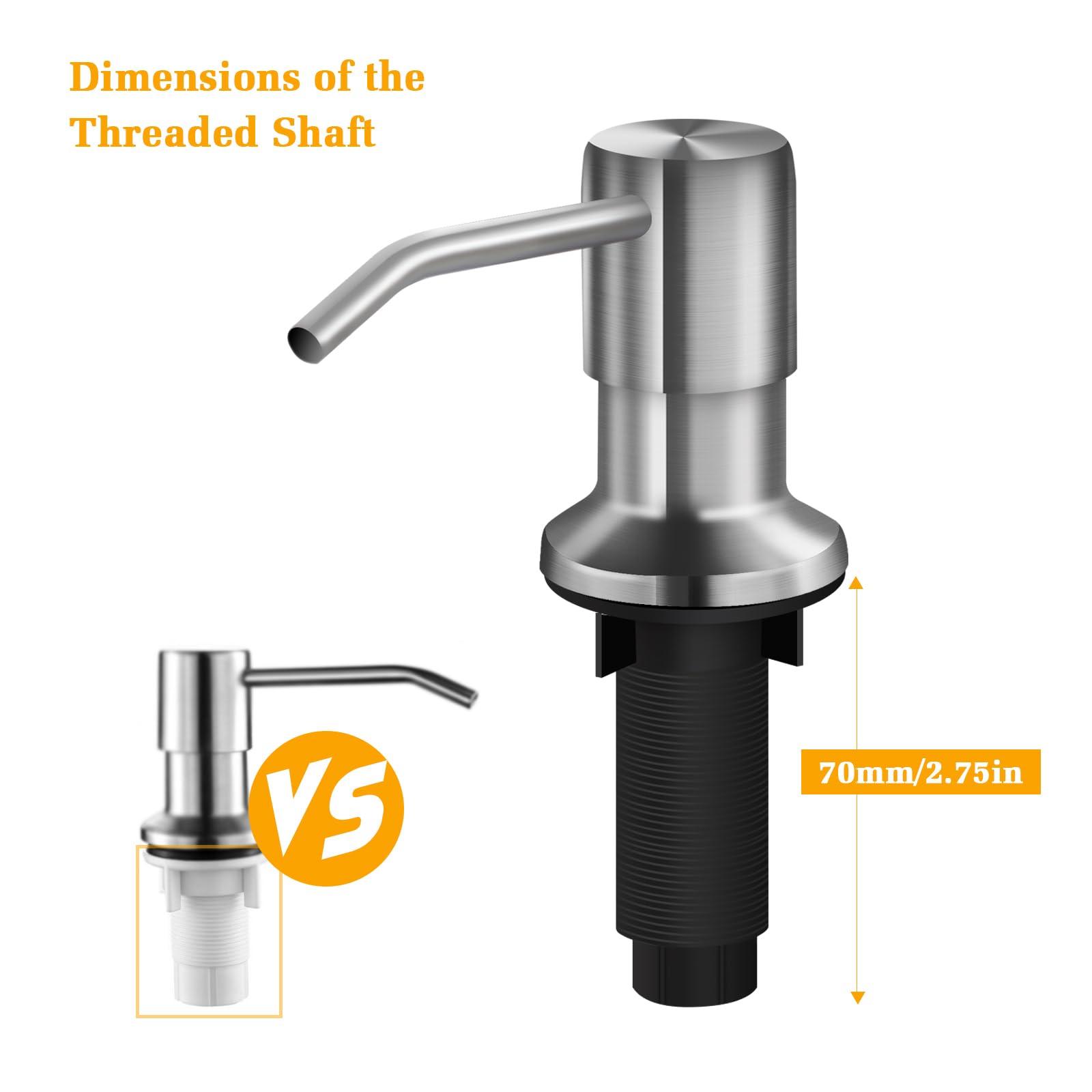 NVMTUUO 2.75 inch threaded tube passes through deep countertops securely
