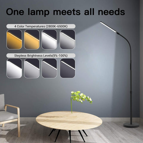 NXONE LED Floor Lamp in bedroom provides focused reading light and relaxed atmosphere.