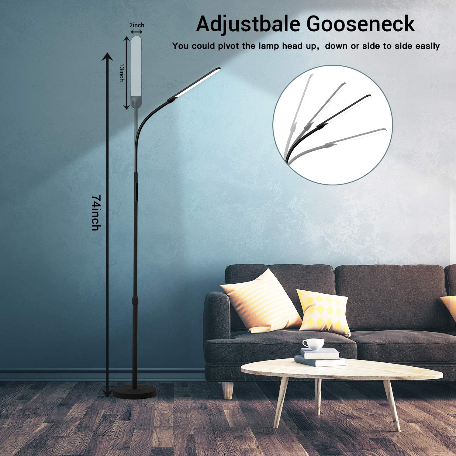 NXONE LED Floor Lamp color temperature range covers warm to cool illumination.