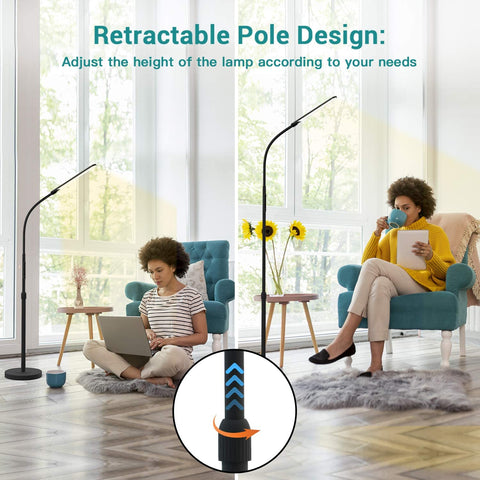 NXONE LED Floor Lamp in living room creates ambient, stylish lighting.