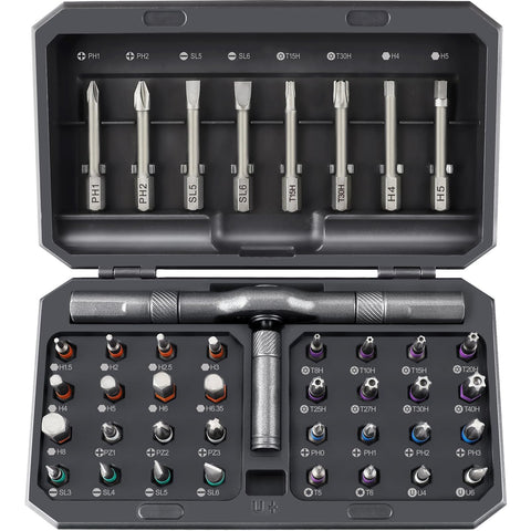 NXPPYY 42-in-1 magnetic screwdriver set in case keeps tools organized for on-the-go repairs.