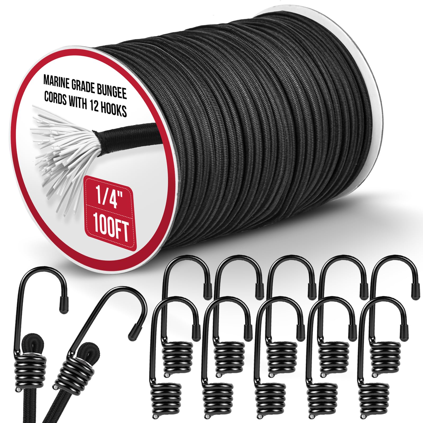 NXPPYY marine-grade bungee roll on kayak deck with 12 hooks