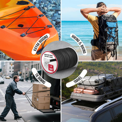 NXPPYY heavy-duty bungee roll with 12 hooks for tough outdoor use