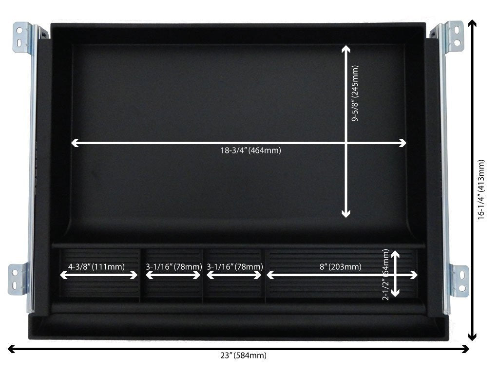 NYCCO mounting brackets secure the under-desk drawer installation.