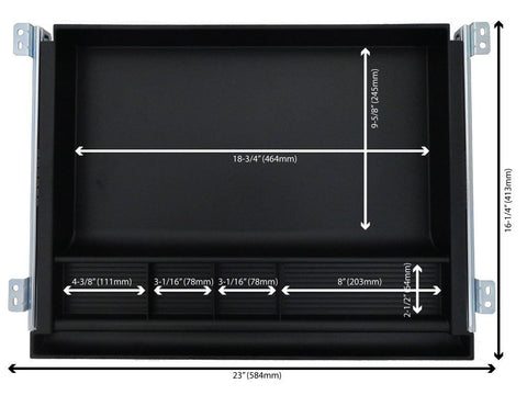 NYCCO mounting brackets secure the under-desk drawer installation.