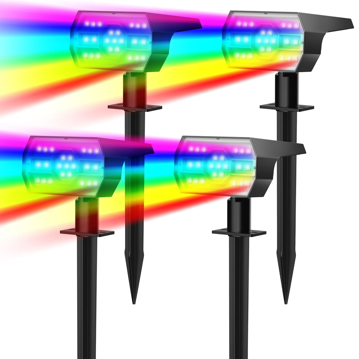 NYMPHY 4-pack solar color lights brighten garden paths with vibrant color options.
