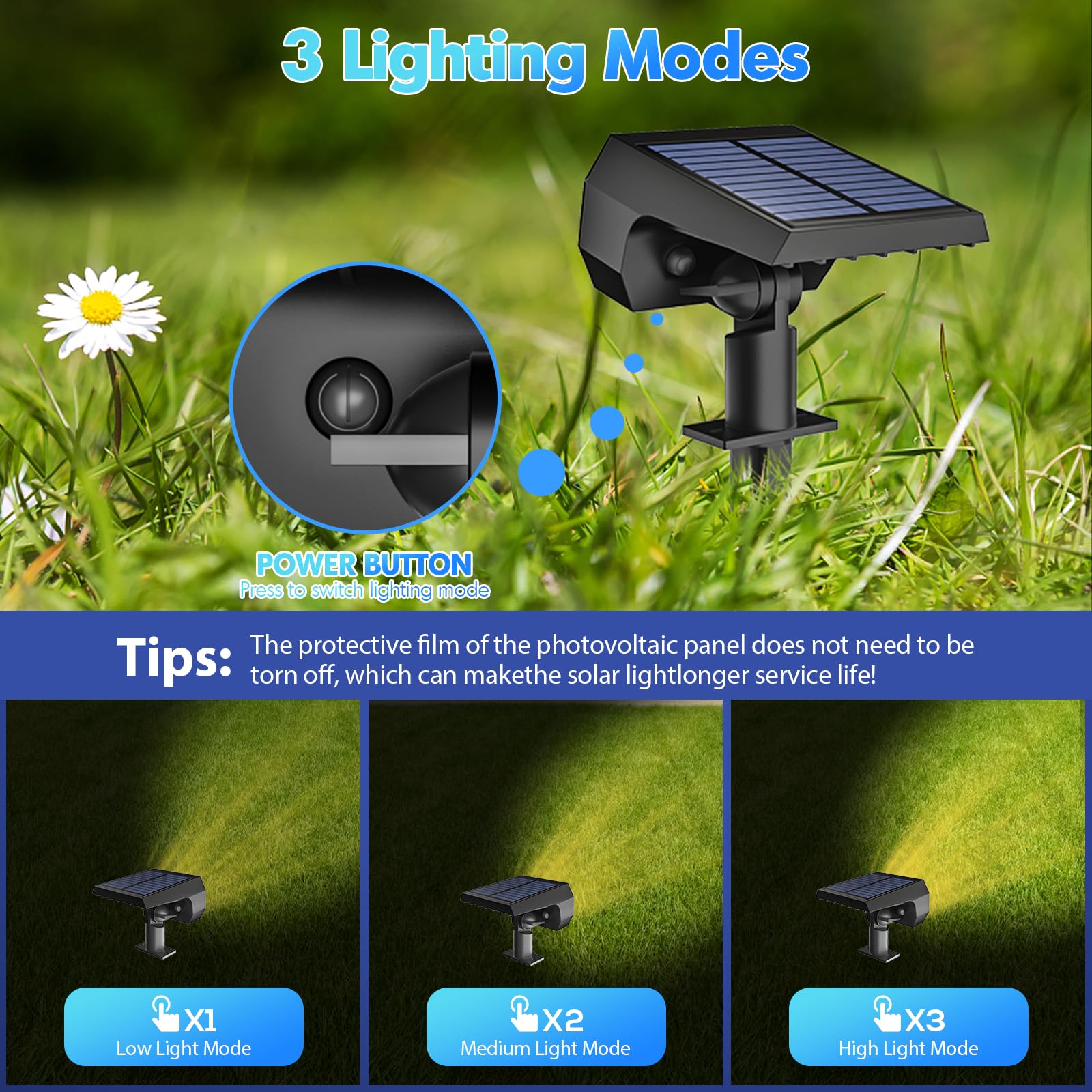 NYMPHY solar lights ground stake installation for easy landscape enhancement.