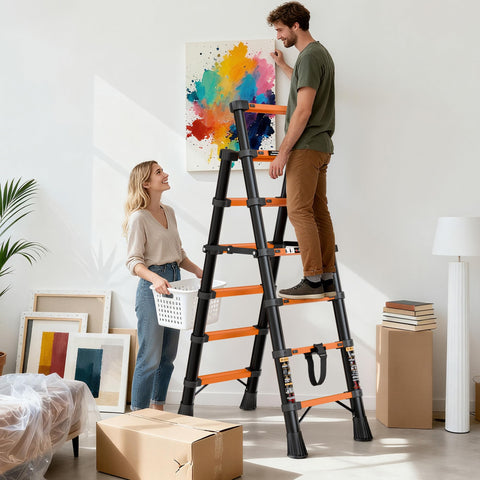 NYtoll home-use ladder suited for changing bulbs and window cleaning.