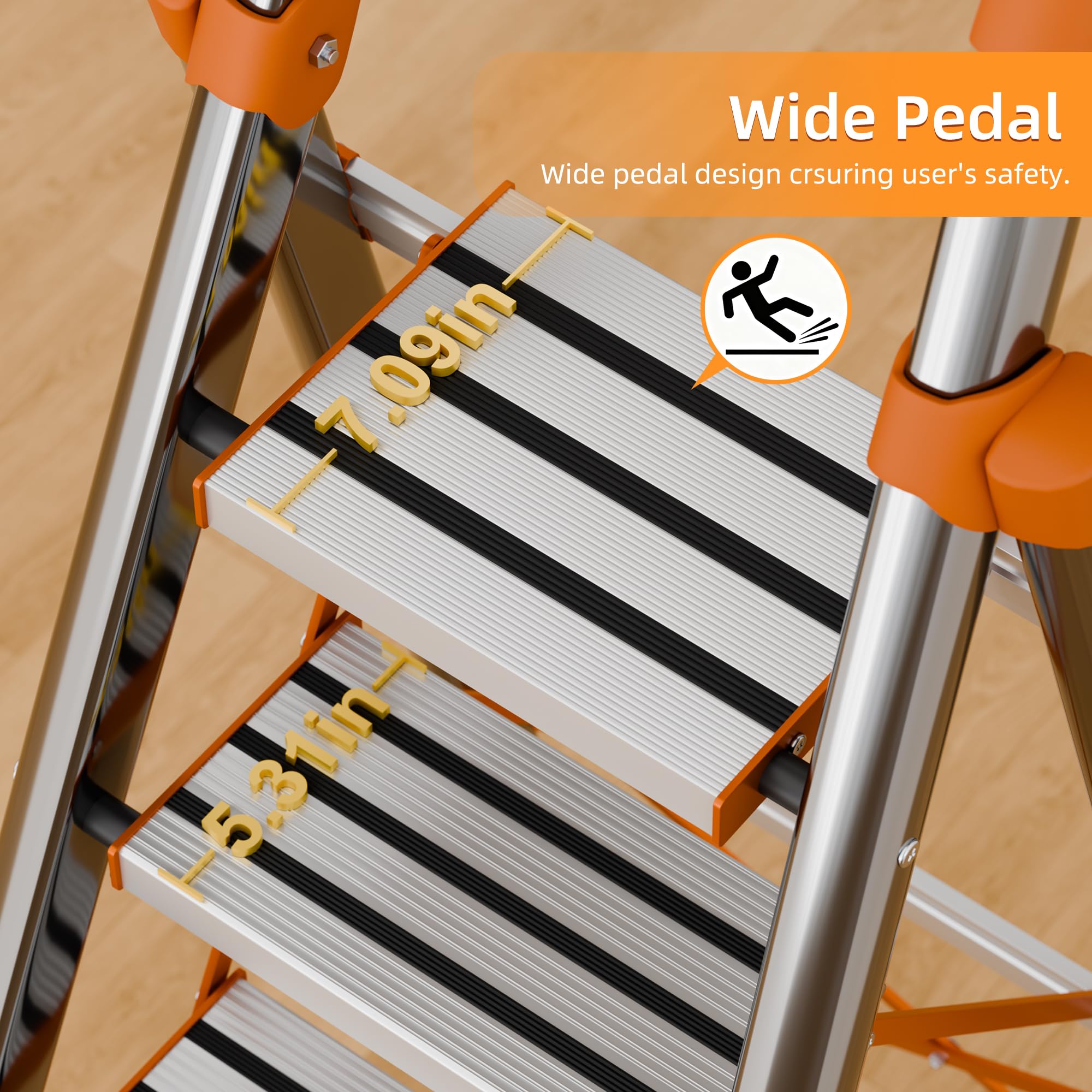 NYtoll Ladder with handrails adds stability for higher shelf access.