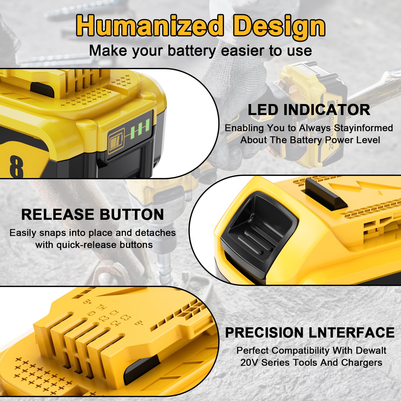 Nyveyoo compatible Dewalt chargers DCB104 to DCB112