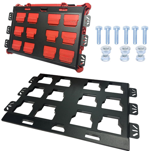 NyVoozy Milwaukee Packout wall mount plate on a garage wall enabling organized storage
