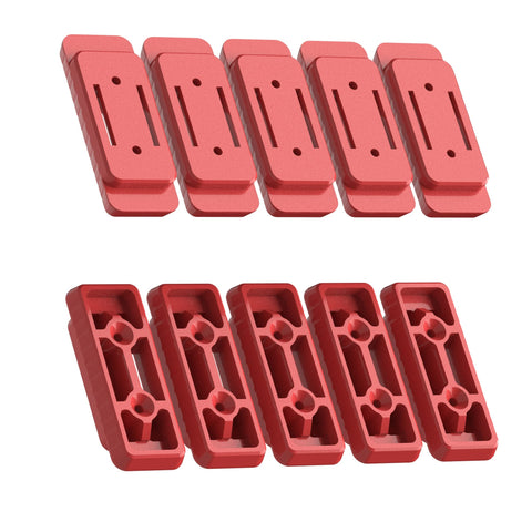NyVoozy Packout red feet close-up shows durable ABS and precise fit