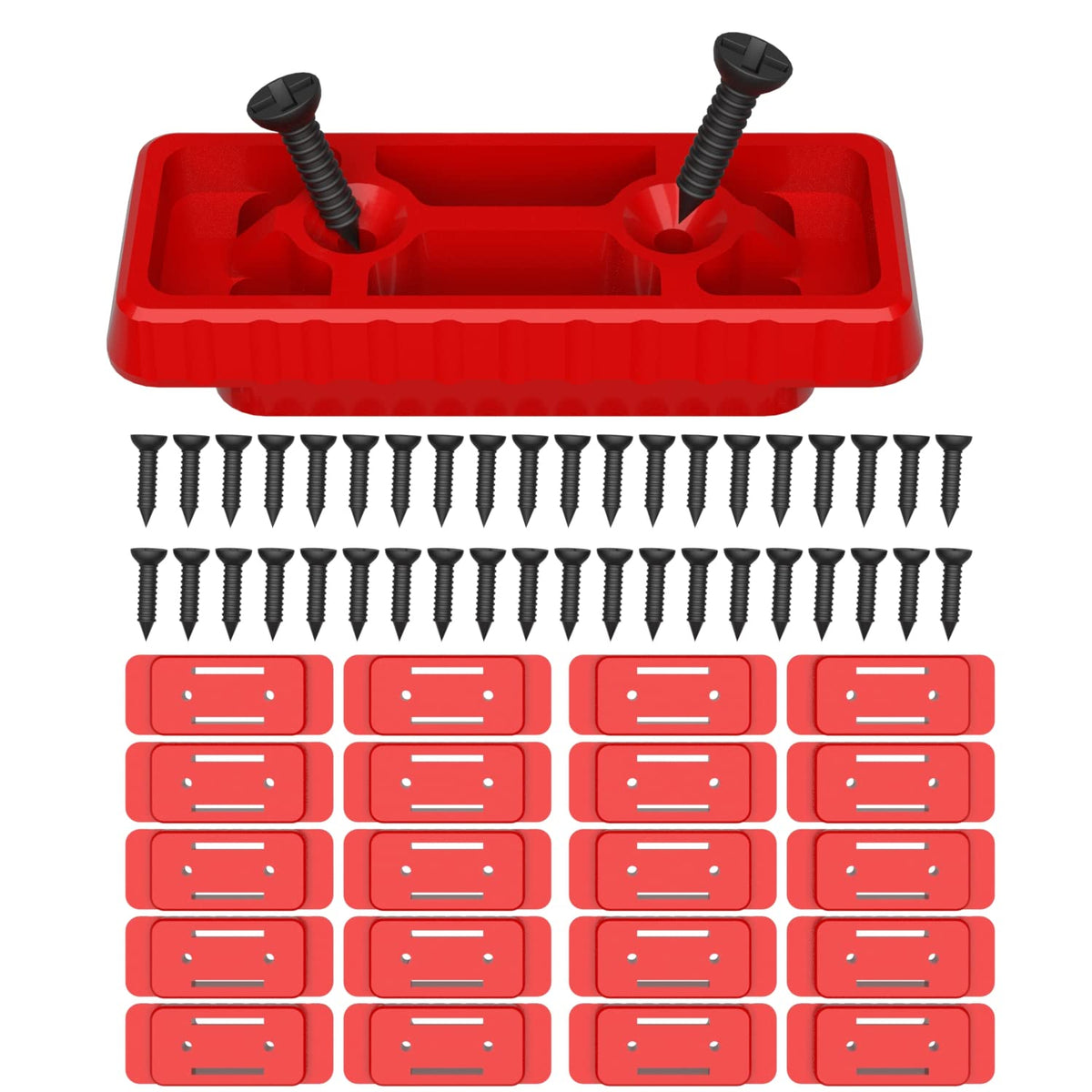 NyVoozy red feet mounting system for Packout wall-mount keeps tools organized and accessible