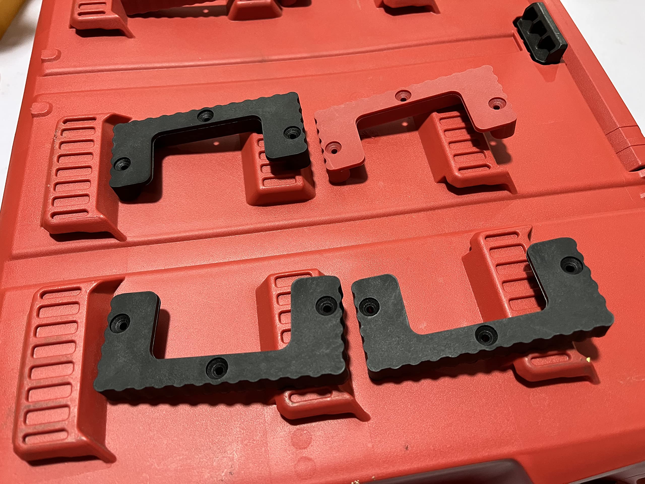 NyVoozy cleats under the workbench keep tools within reach.