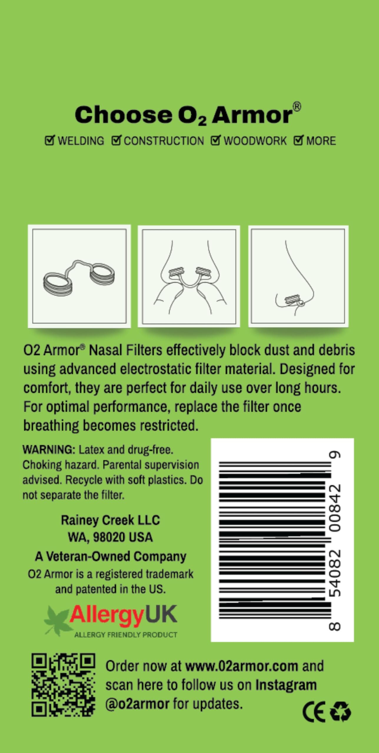 O2 Armor nose filter dust and smoke protection in action for better workspace air