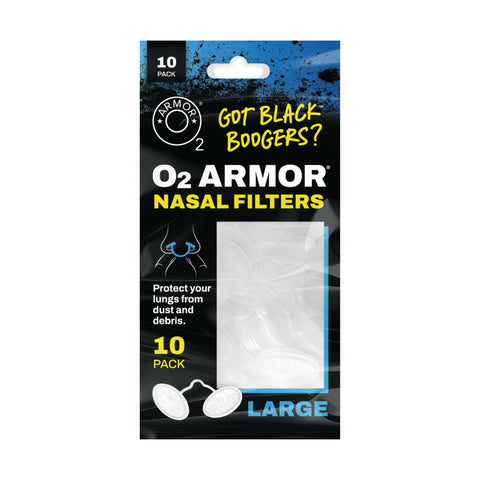 O2 Armor nose filter closeup worn during welding to reduce dust exposure