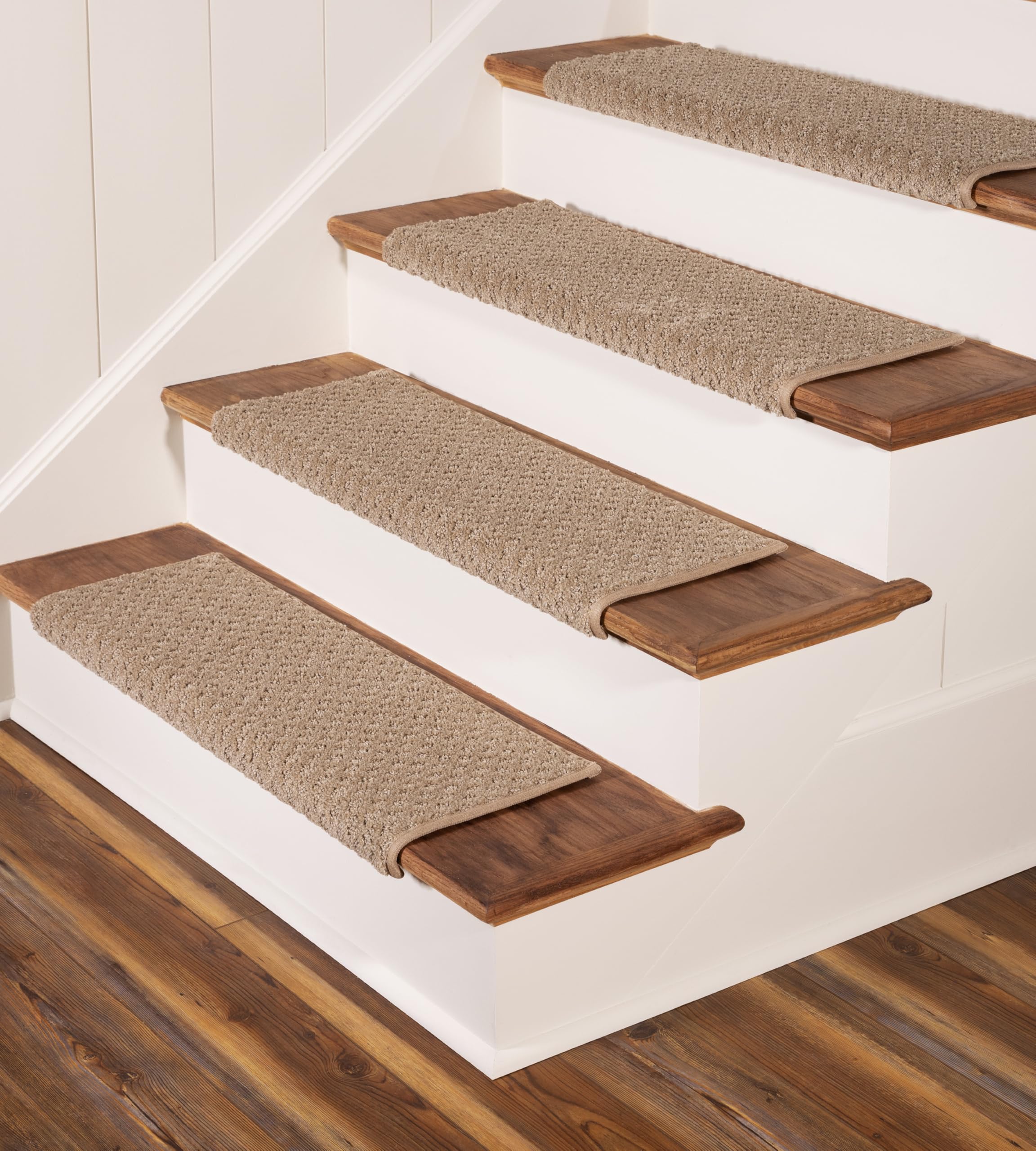 Oak Valley Designs Bayside Charm rounded bullnose stair tread on wooden stairs improves footing