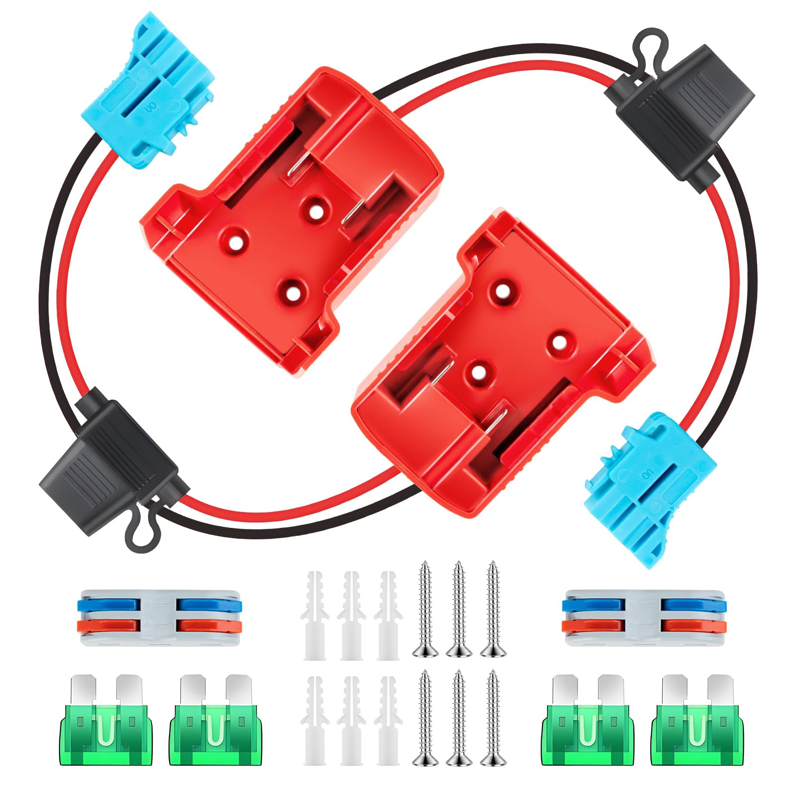 OAMCE power wheel adapter for Milwaukee M18 battery showing battery-to-device connection for RC cars.