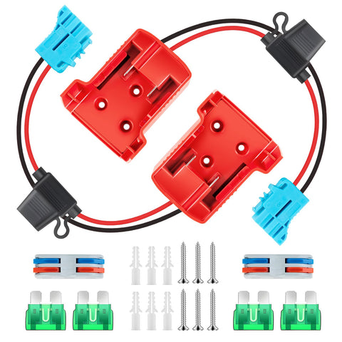 OAMCE power wheel adapter for Milwaukee M18 battery showing battery-to-device connection for RC cars.