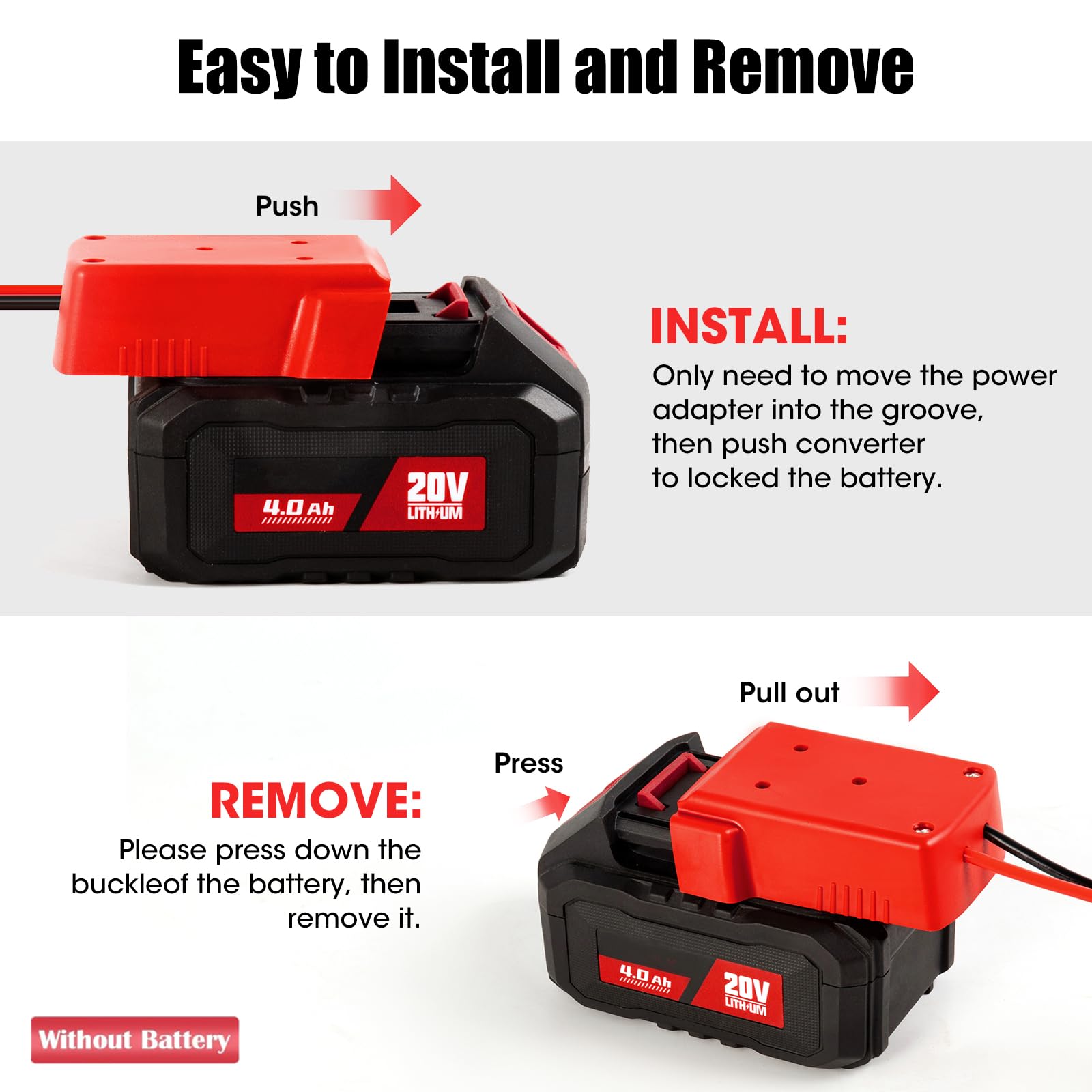 OAMCE power wheel adapter enabling RC upgrade with direct battery power transfer.