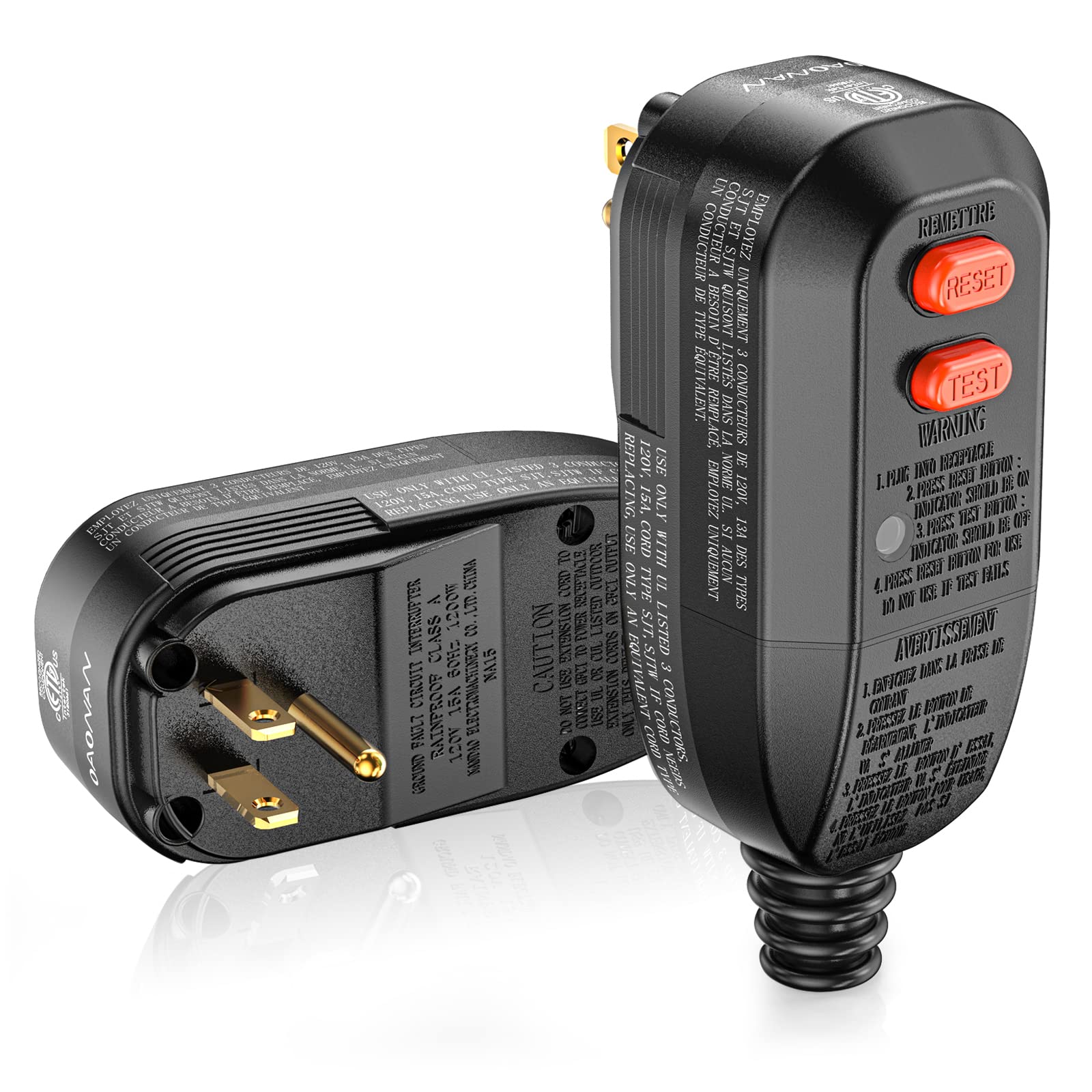 OAONAN GFCI replacement plug front view shows compact safety design for quick upgrades