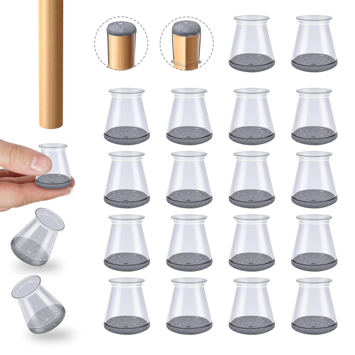 OASMU 16pc chair leg protectors with silicone felt protect hardwood floors.