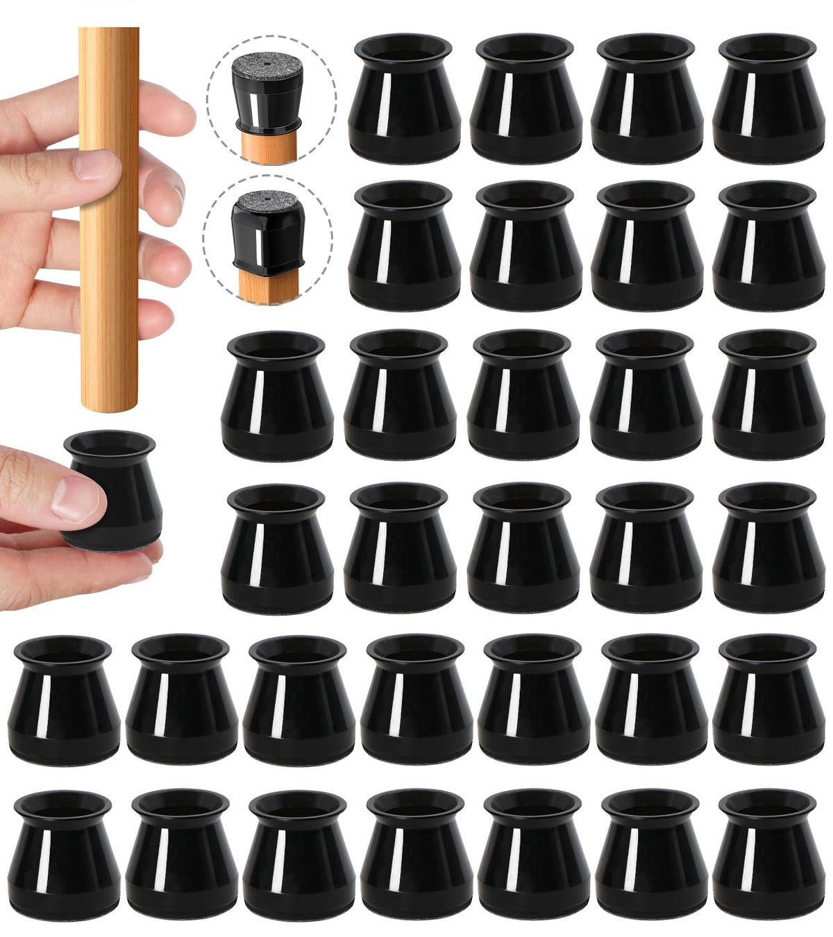 OASMU 32-piece silicone felt chair leg pads for quiet, smooth movement.