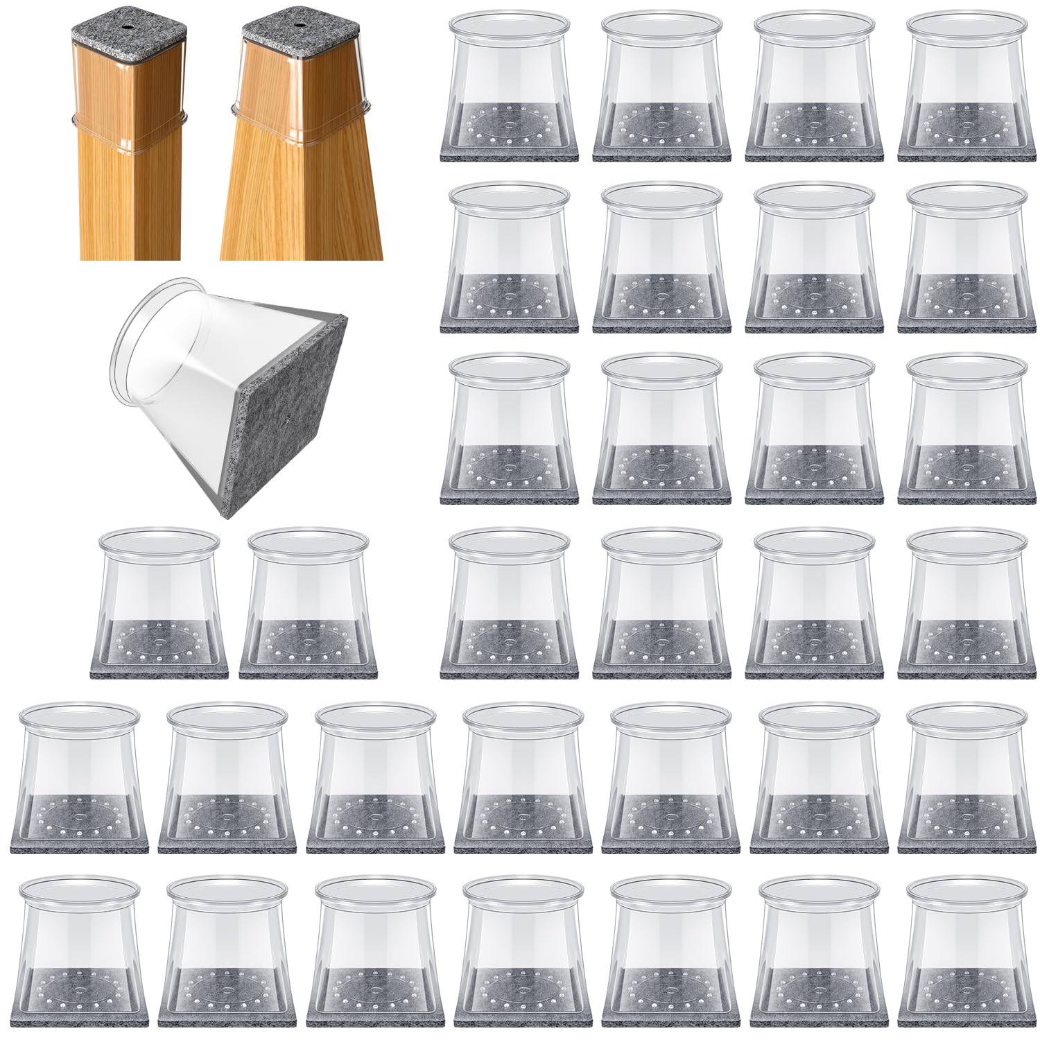 OASMU 32-piece square chair leg protectors packaging shown for quick floor protection.