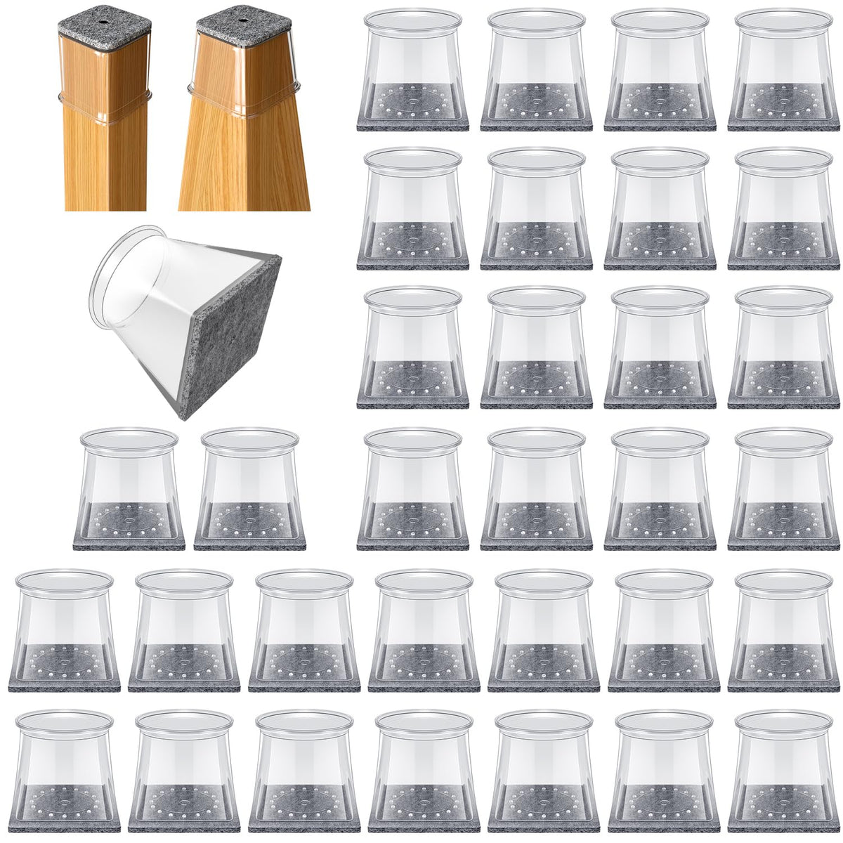 OASMU 32-piece square chair leg protectors packaging shown for quick floor protection.