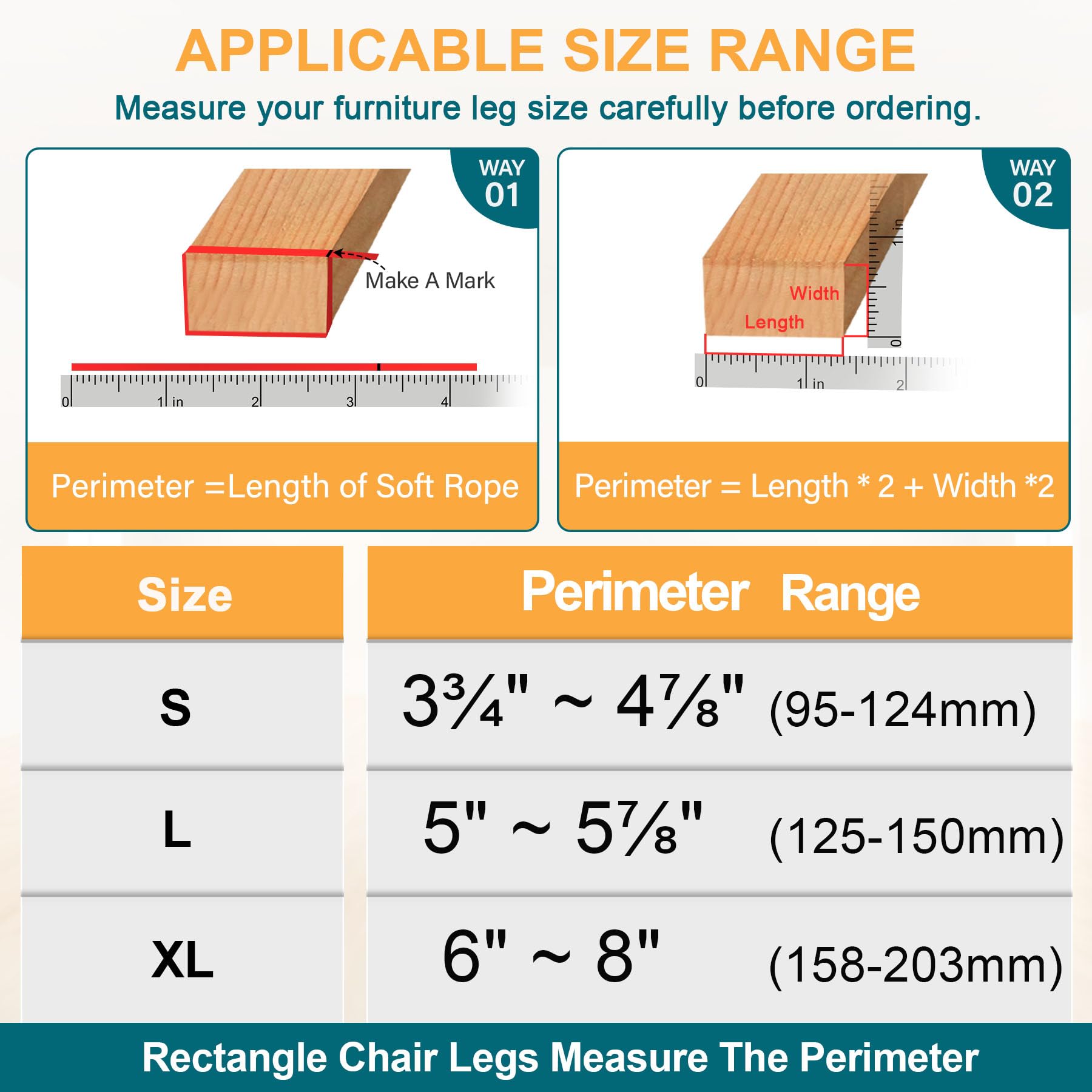 OASMU chair leg protector with noise reducing cover for quiet movement