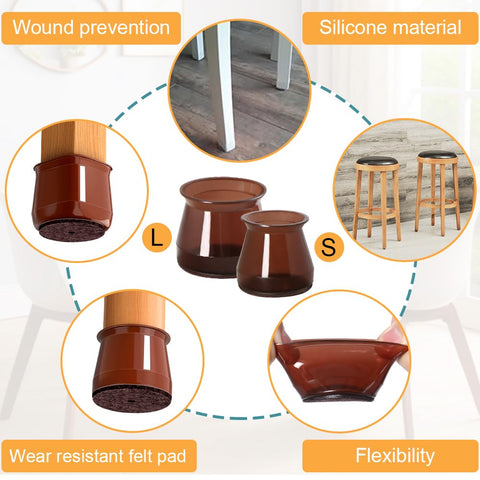 OASMU chair leg protectors reduce movement noise on hard floors.