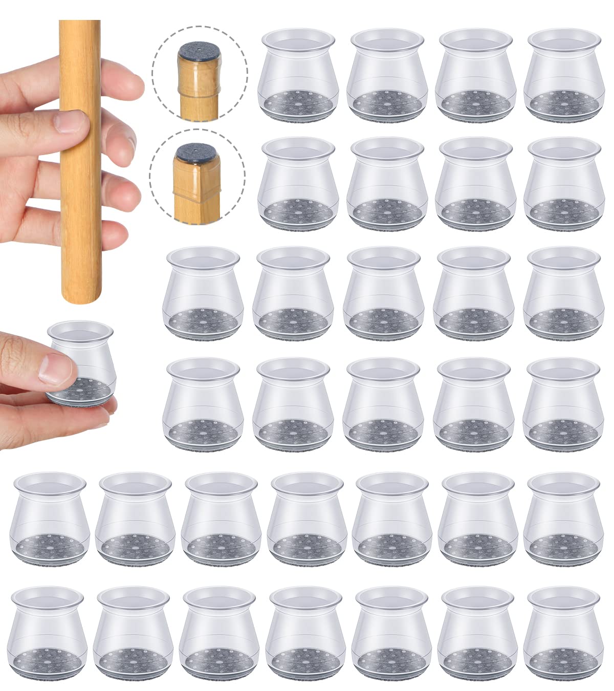 OASMU chair-leg protectors pack shot - smooth glide on wooden floors