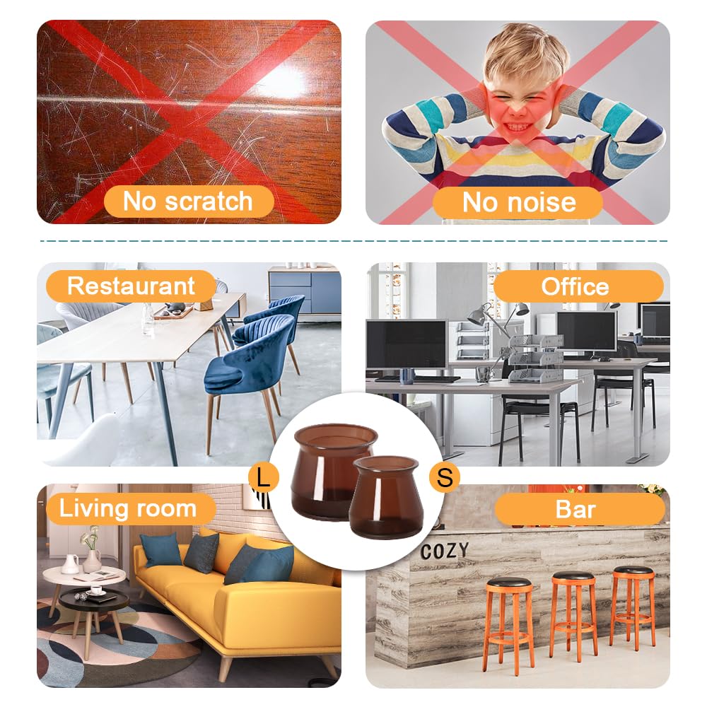 OASMU chair leg protectors in varied sizes fit different chair feet safely.
