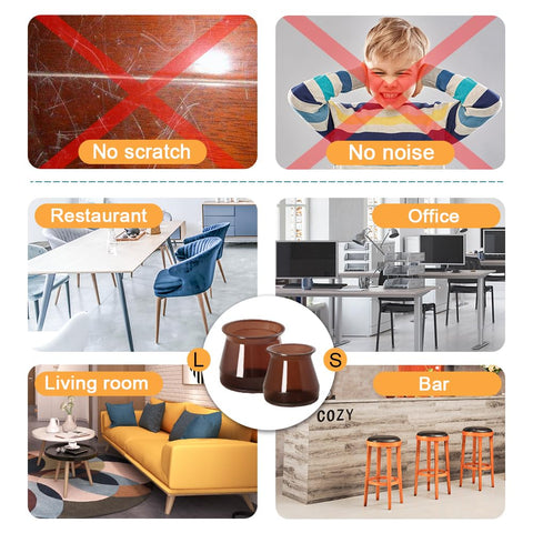 OASMU chair leg protectors in varied sizes fit different chair feet safely.