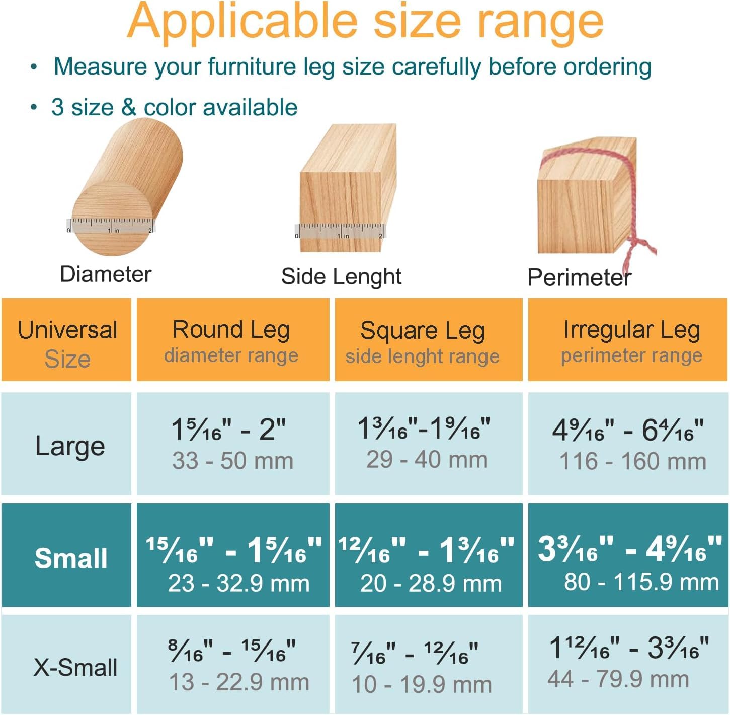 OASMU chair leg protectors illustrate slip-on, tool-free fit on furniture feet.