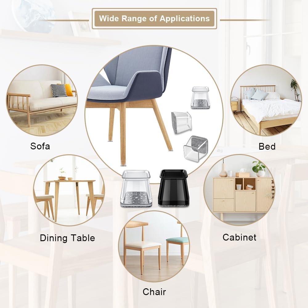 OASMU furniture feet protectors fit square and round chair legs.