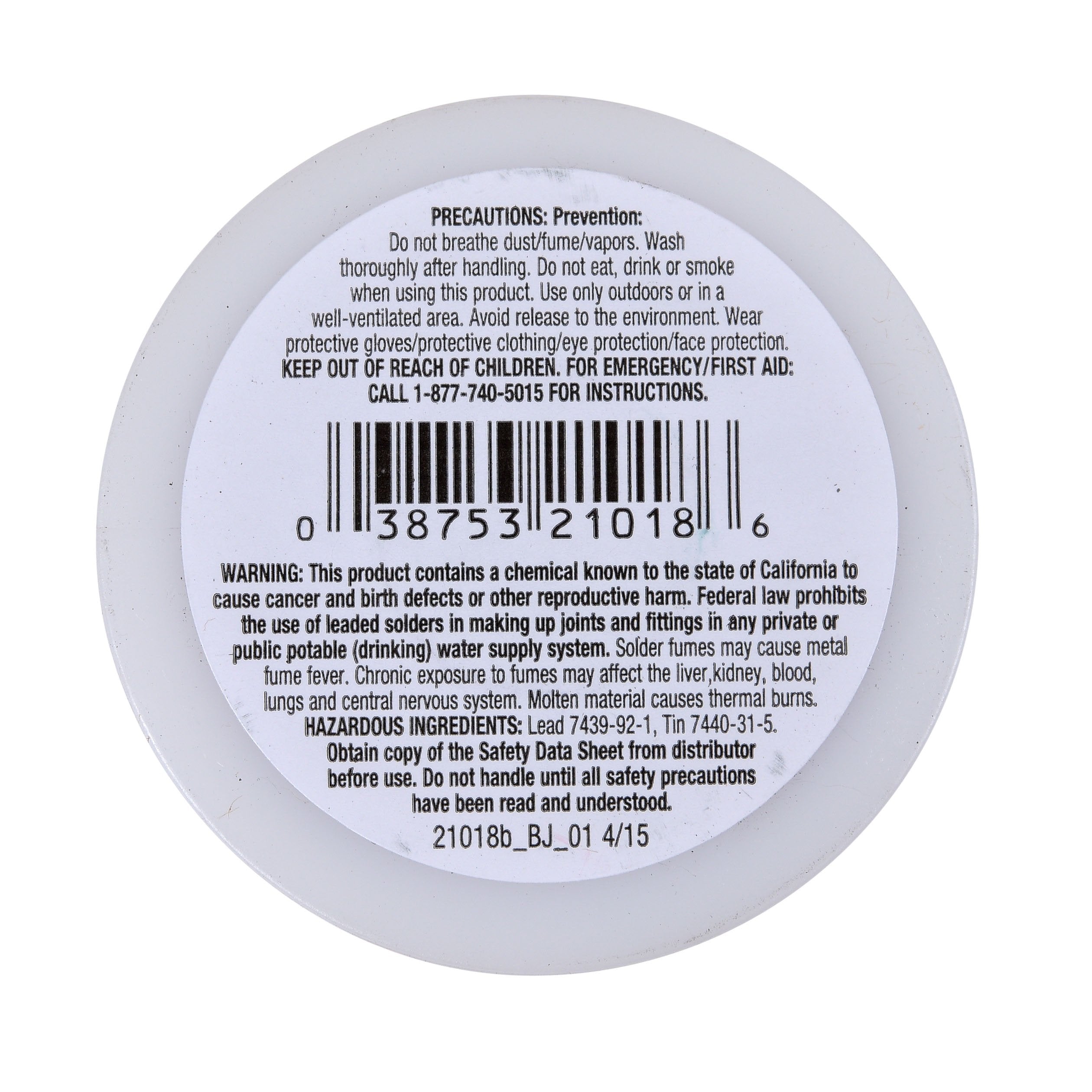 Oatey 21018 1 lb packaging image highlights compact, easy-to-store solder.