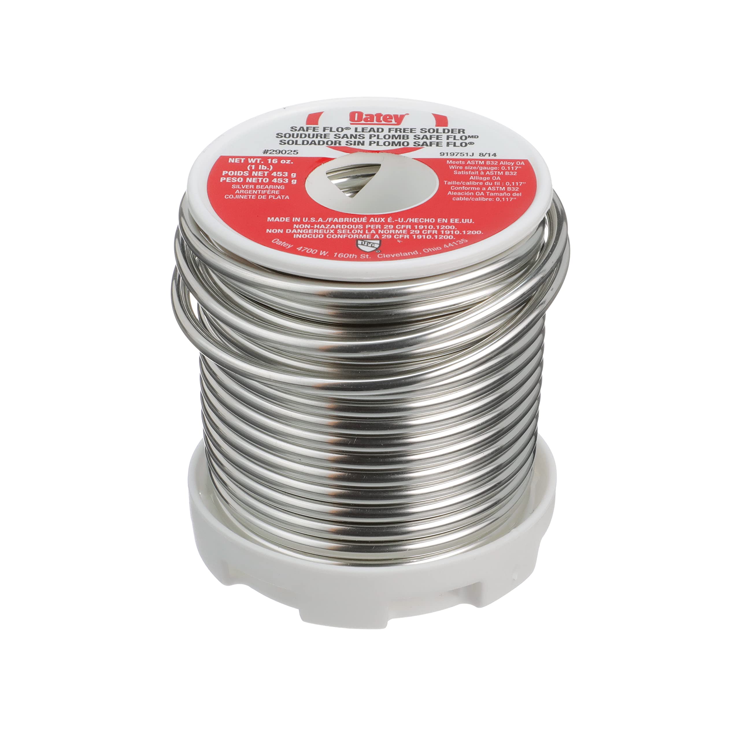 Oatey Safe-Flo 29025 solder 1 lb bar for lead-free copper joints