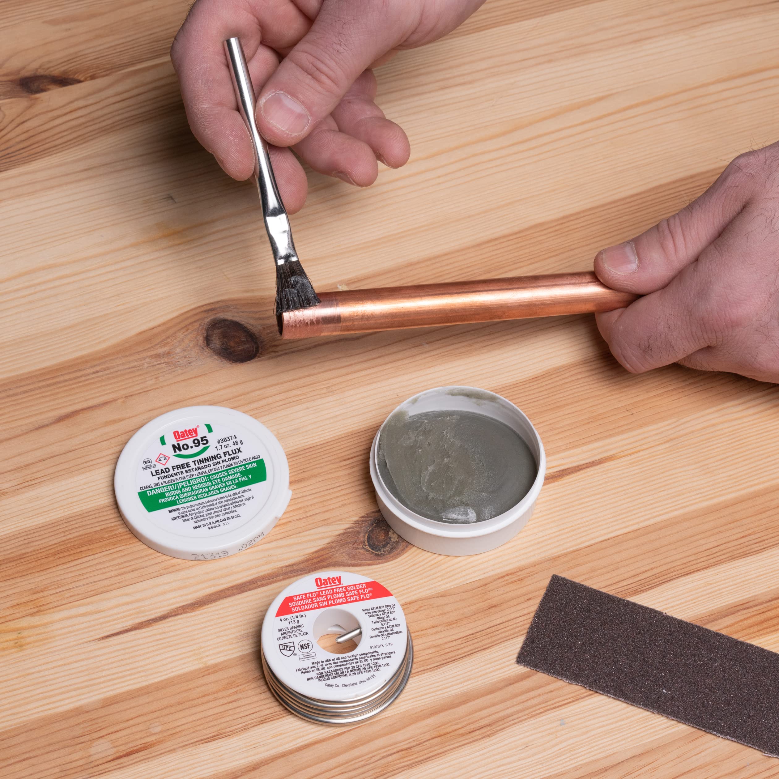 Oatey Safe-Flo sand cloth prep removes oxidation for better bonding