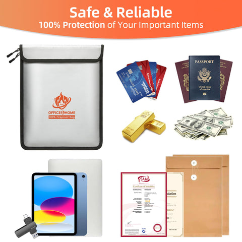 OAUH fireproof bag large capacity suitable for passports, certificates, cash, and photos.