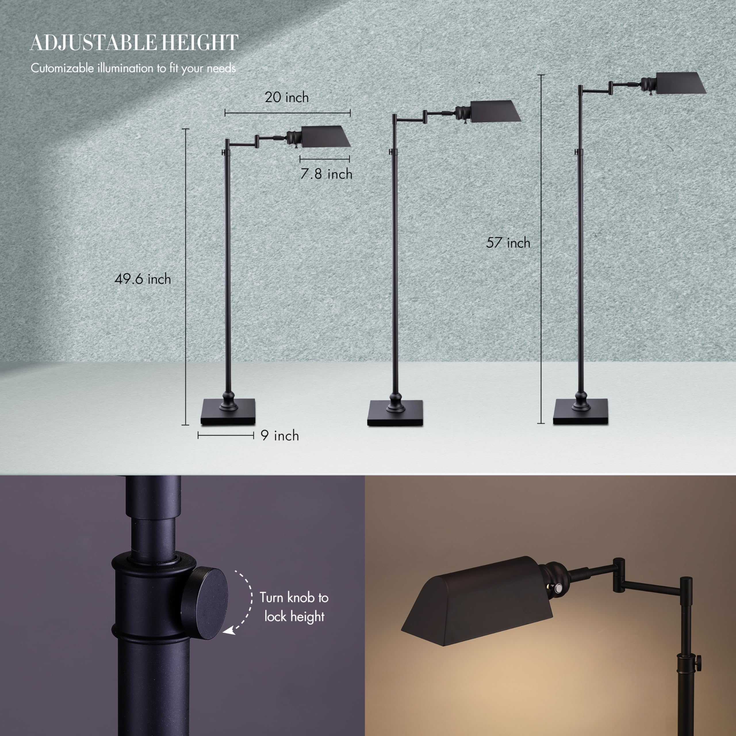 O'Bright Arcadia height-adjust showcases flexible positioning from 47 to 55 inches