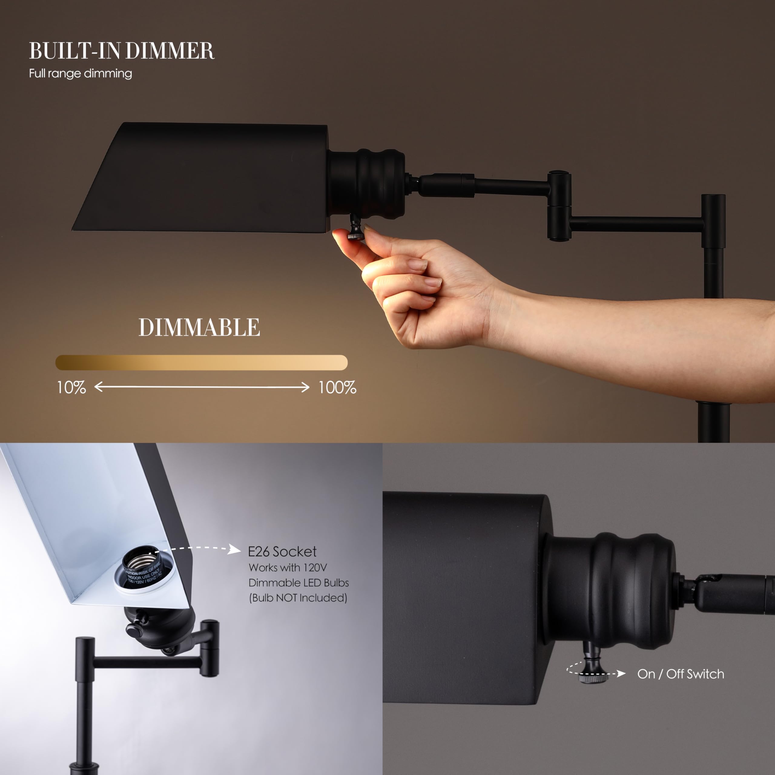 O'Bright Arcadia rotatable shade allows precise light direction in corners