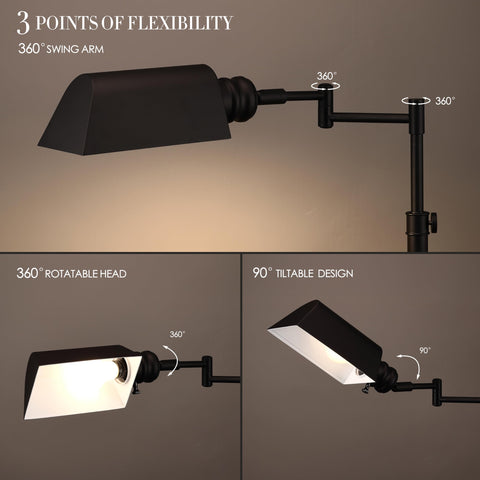 O'Bright Arcadia swing-arm extended for versatile reading and task lighting