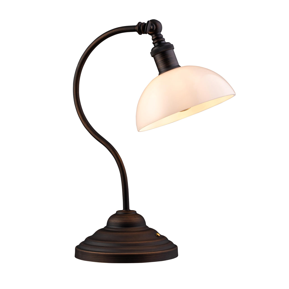 O'Bright Bankers cordless LED table lamp, front view with elegant white jade shade for soft ambient lighting.