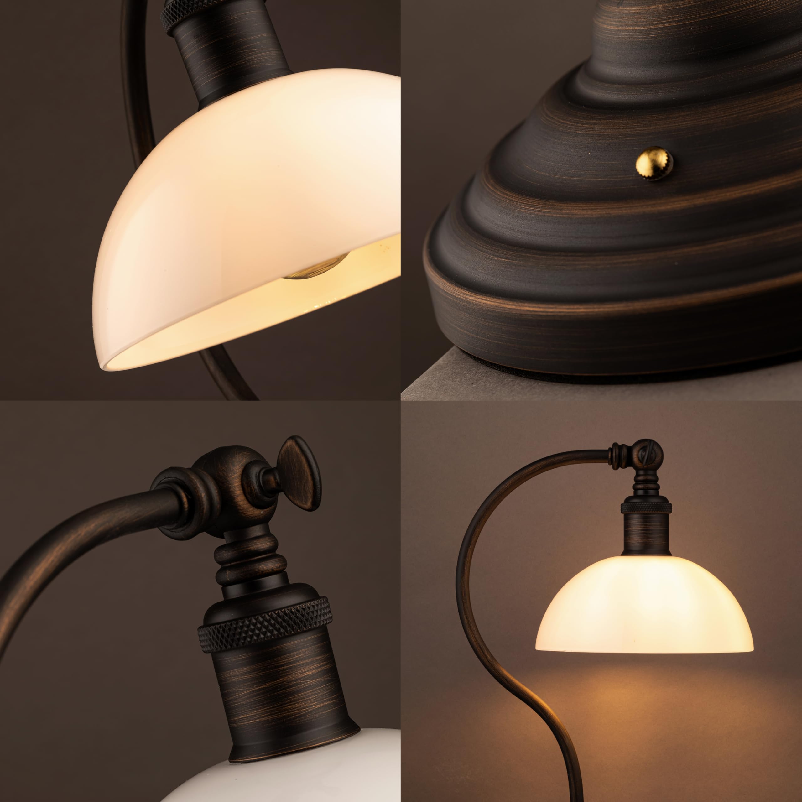 O'Bright Bankers oil-rubbed bronze metal shade complements classic décor.
