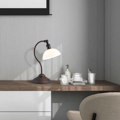 O'Bright Bankers glass shades in green or white add timeless style.
