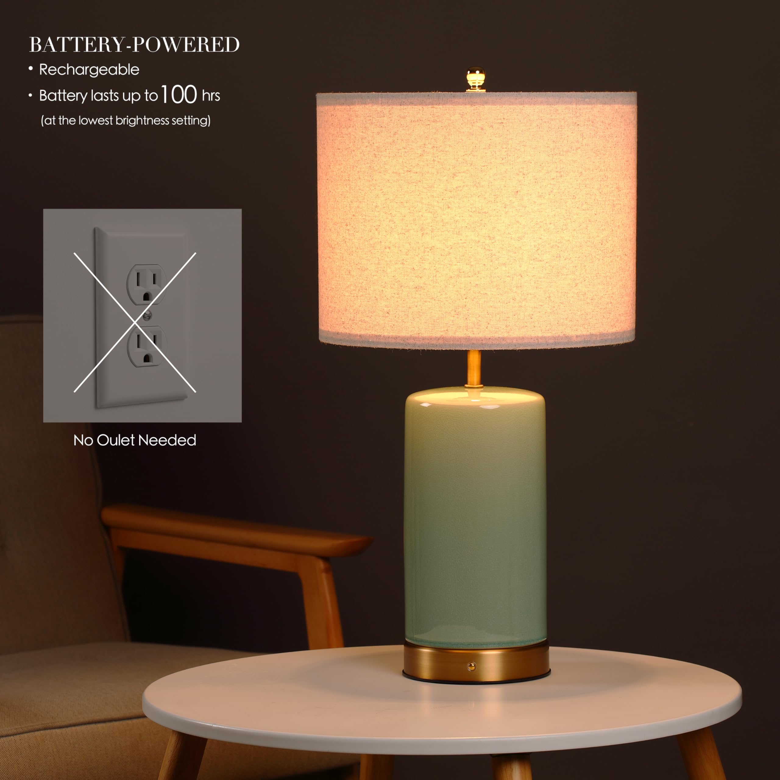 O'Bright Dune ceramic base close-up highlights glossy finish for modern décor