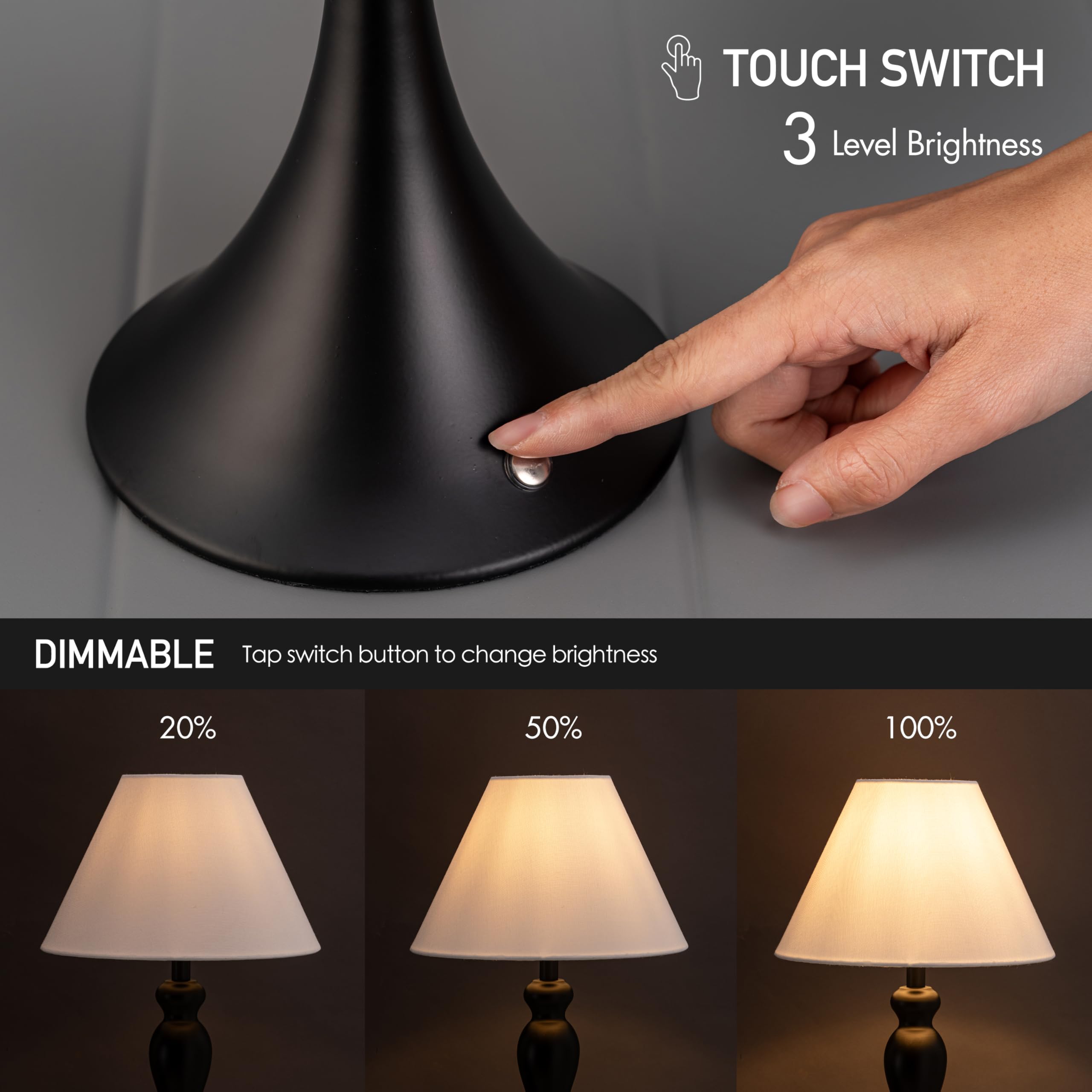 O'Bright Ember cordless lamp at low brightness creates warm ambience for evenings